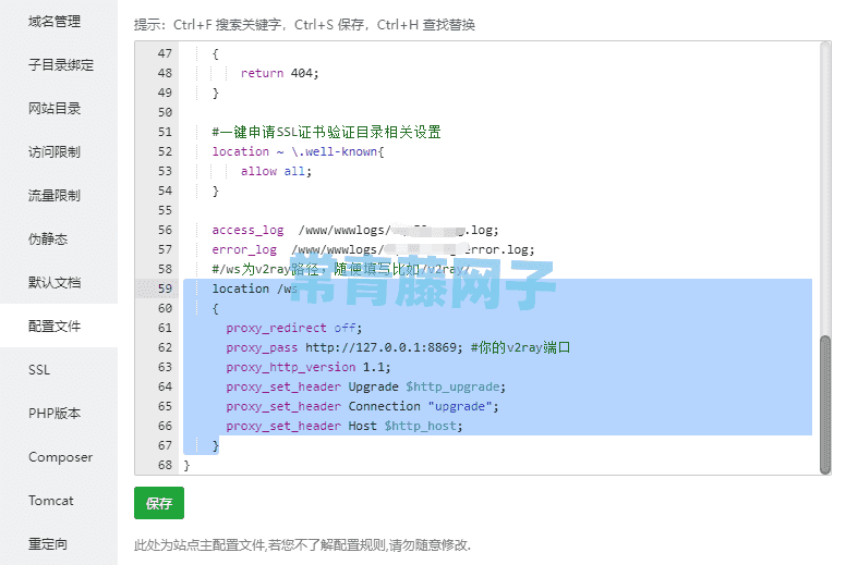 《Linux宝塔面板 + Nginx服务环境下，v2ray配置双模式（Websocket 或 Websocket  + TLS）》