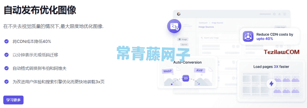 Gumlet 免费计划提供每月30GB流量 图片加速CDN 可轻松整合到WordPress。