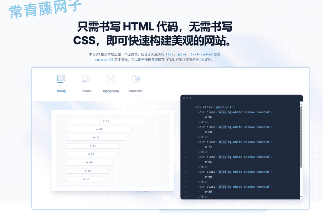 Tailwind CSS 无需书写 CSS！只需会关注HTML，即可快速构建美观的网站。